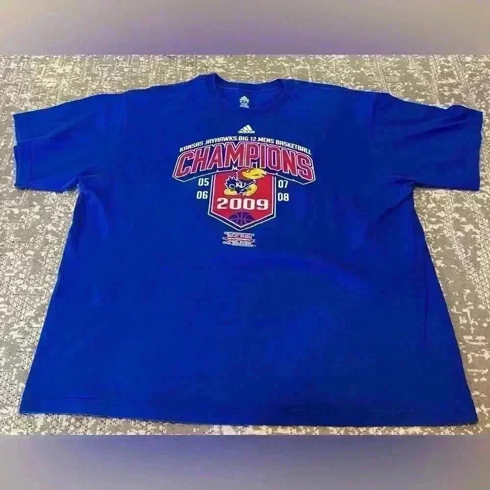 Kansas Jayhawks 2009 Big 12 Champs Shirt‎ Men’s size XXL Blue